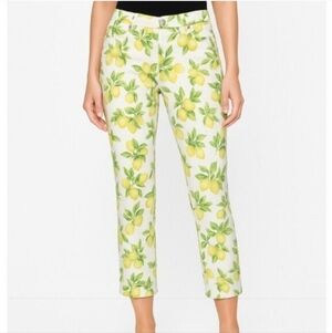 Talbots Signature Cropped Lemon Print Stretch Denim Ankle Pants Size 16